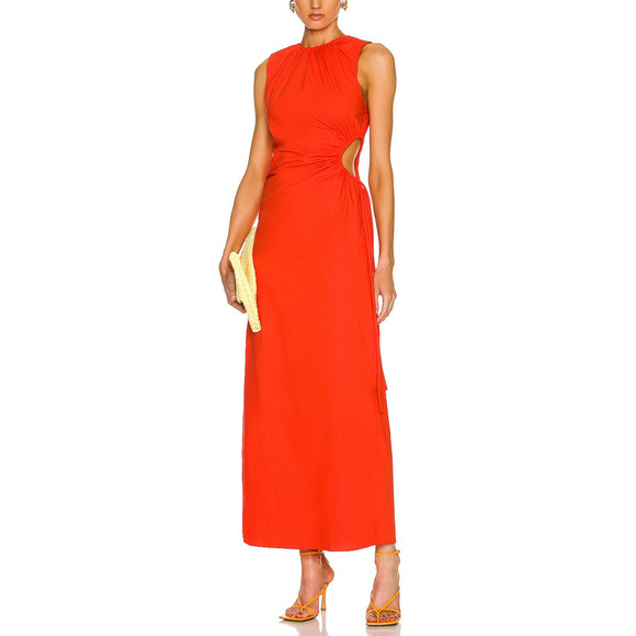 sir the label anja cut out dress Buy SIR The Label Red Anja Cut Out Dress in Italian Cotton Poplin For Women Online